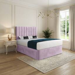 Casani Limpsfield Upholstered Pink Soft Velvet Designer Bed Frame - Size: Double - thumbnail 1