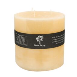 Nicola Spring Round 3 Wick Vanilla Pillar Candle - 130 Hours - Ivory in Beige - thumbnail 1