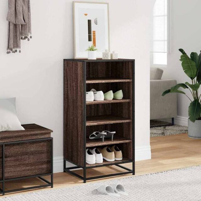 Berkfield Home Shoe Rack Brown Oak 48x38x97.5 cm Engineered Wood - image 1