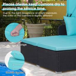 Costway Outdoor Hand-Woven PE Wicker Daybed Patio Loveseat Sofa Set Retractable Canopy - thumbnail 5