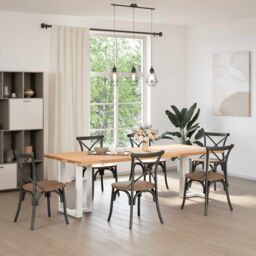 Berkfield Home Dining Table Legs T-Shaped¬†2 pcs White 50x35x(72-73) cm Steel - thumbnail 2