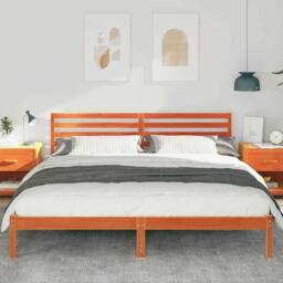 Berkfield Home with Headboard Wax brown 180 x 200 cm Solid pine wood - thumbnail 4