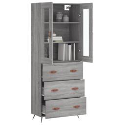 Berkfield Home Highboard Grey Sonoma 69.5x34x180 cm Engineered Wood - thumbnail 3