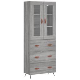 Berkfield Home Highboard Grey Sonoma 69.5x34x180 cm Engineered Wood - thumbnail 1