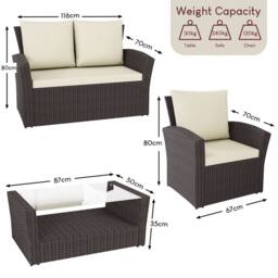 HD Designs 4 Seater Cushioned Sofas with Table Outdoor Rattan Furniture Set in Brown - thumbnail 4