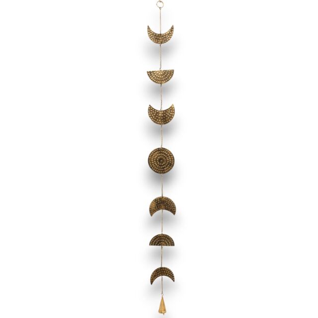 KDMD Indian Chimes - Brass Moon Phases Drop with Bell in Gold - image 1