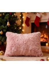 Living and Home Plush Throw Pillow Cover Pillowcase in Pink - thumbnail 1