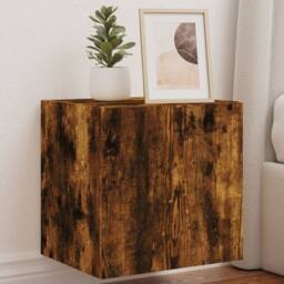 Berkfield Home TV Wall Cabinet with LED Lights Smoked Oak 40.5x35x40 cm in Brown - thumbnail 2