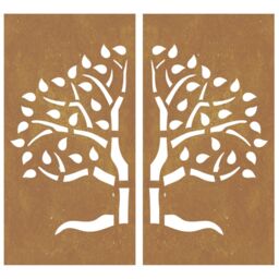 Berkfield Home Garden Wall Decorations 2 pcs 105x55 cm Corten Steel Tree Design in Brown - thumbnail 4
