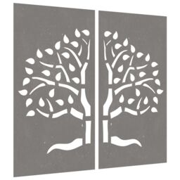 Berkfield Home Garden Wall Decorations 2 pcs 105x55 cm Corten Steel Tree Design in Brown - thumbnail 3