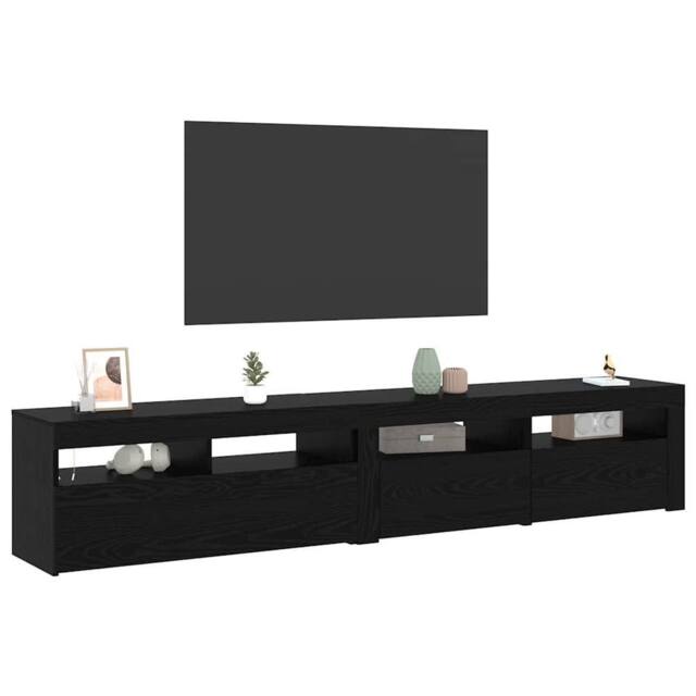 Berkfield Home TV Cabinets 2 pcs with LED Lights Black Oak Engineered Wood - image 1