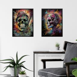 Artery8 Wall Art Print Set of 3 s Thrash Metal Death Skull Guitar Brutal Horror 3 Pack Poster s in Black - Size: A4 - thumbnail 6