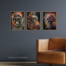 Artery8 Wall Art Print Set of 3 s Thrash Metal Death Skull Guitar Brutal Horror 3 Pack Poster s in Black - Size: A4 - thumbnail 2