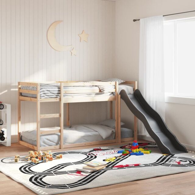 Berkfield Home Bunk Bed with Slide&Ladder without Mattress 90x190 cm Single in Brown - image 1