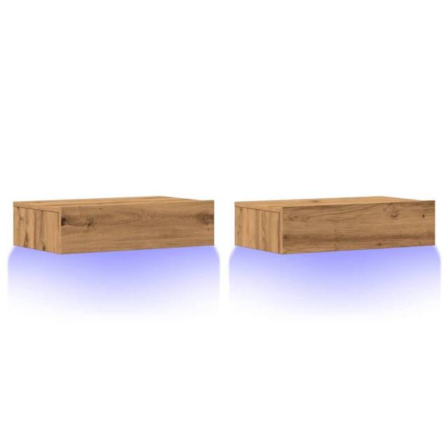 Berkfield Home TV Cabinets with LED Lights 2 pcs Artisan Oak 60x35x15.5 cm in Brown - image 1