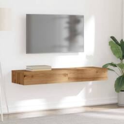 Berkfield Home TV Cabinets with LED Lights 2 pcs Artisan Oak 60x35x15.5 cm in Brown - thumbnail 5
