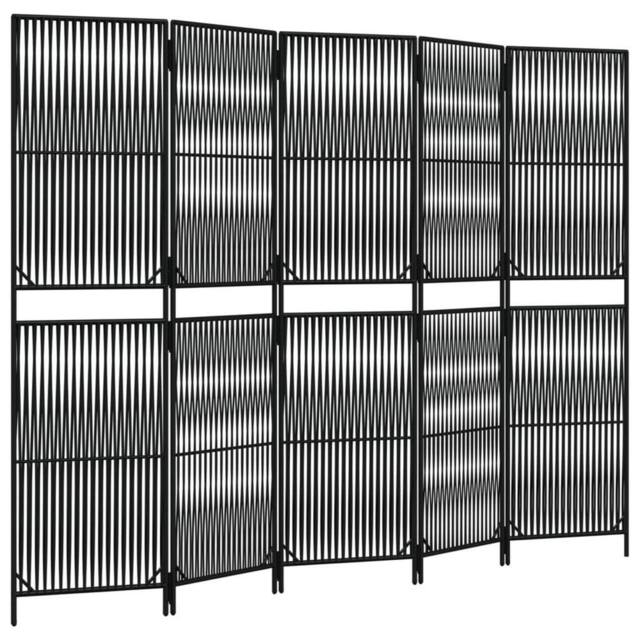 Berkfield Home Room Divider 5 Panels Black Poly Rattan - image 1