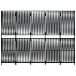 Berkfield Home Room Divider 5 Panels Black Poly Rattan - thumbnail 5