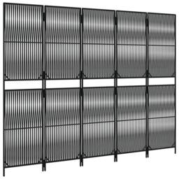 Berkfield Home Room Divider 5 Panels Black Poly Rattan - thumbnail 4
