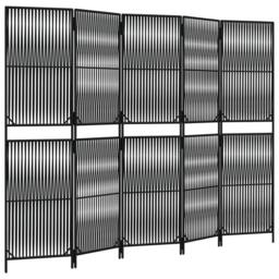 Berkfield Home Room Divider 5 Panels Black Poly Rattan