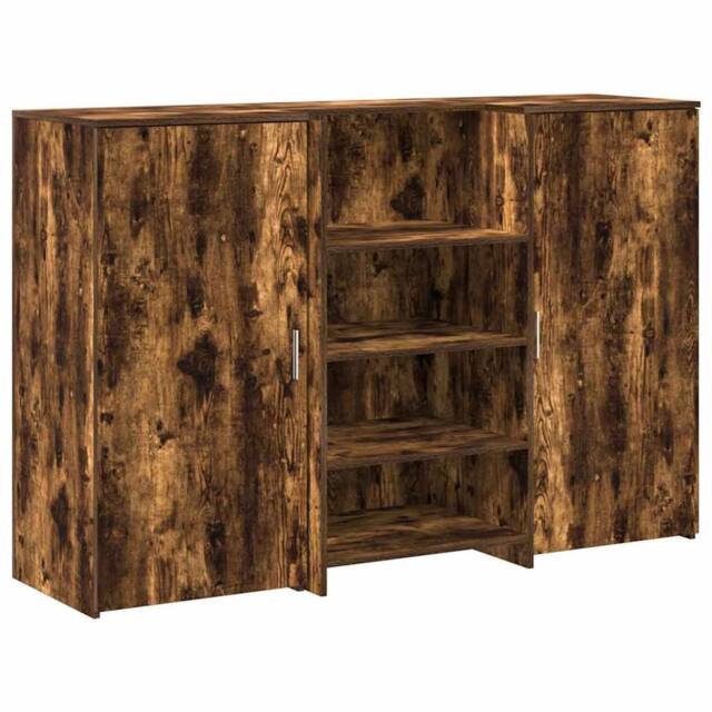 Berkfield Home Reception Desk Smoked Oak 155x50x103.5 cm Engineered Wood in Brown - image 1