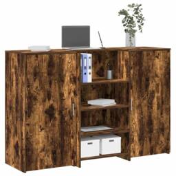 Berkfield Home Reception Desk Smoked Oak 155x50x103.5 cm Engineered Wood in Brown - thumbnail 2