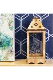 Netagon Battery Powered Pre-Lit Wooden Christmas Lantern in Brown - thumbnail 3