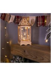 Netagon Battery Powered Pre-Lit Wooden Christmas Lantern in Brown - thumbnail 1