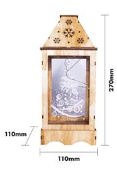 Netagon Battery Powered Pre-Lit Wooden Christmas Lantern in Brown - thumbnail 2