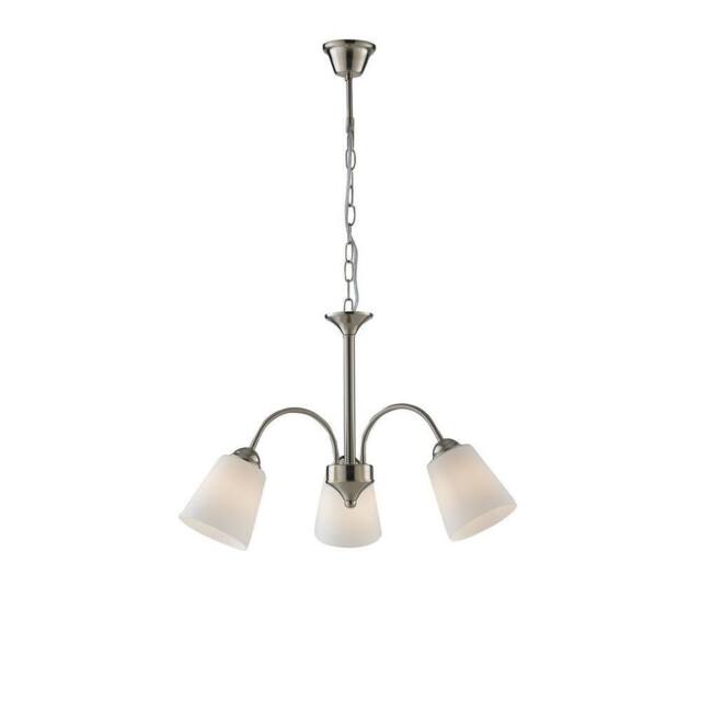 Netlighting 3 Light Multi Arm Pendant Nickel Glass Shades 55.5x37.9cm in Grey - Size: 55.5x37.9 cm