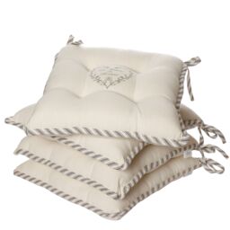 Dibor Set of 4 Love Heart Chair Seat Pad Garden Furniture Cushions L40cm x W40cm in Grey - Size: 40 cm x 40 cm - thumbnail 2