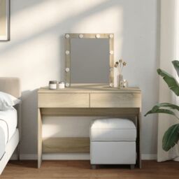 Berkfield Home Dressing Table with LED Sonoma Oak 100x40x130 cm in Brown - Size: 100 x 40 x 130 cm