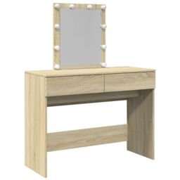 Berkfield Home Dressing Table with LED Sonoma Oak 100x40x130 cm in Brown - Size: 100 x 40 x 130 cm - thumbnail 2