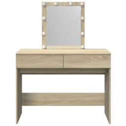 Berkfield Home Dressing Table with LED Sonoma Oak 100x40x130 cm in Brown - Size: 100 x 40 x 130 cm - thumbnail 5
