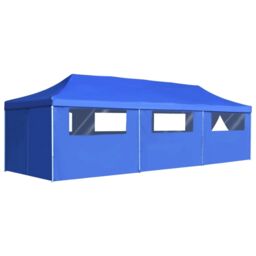 Berkfield Home Folding Pop-up Party Tent with 8 Sidewalls 3x9 m Blue - thumbnail 1