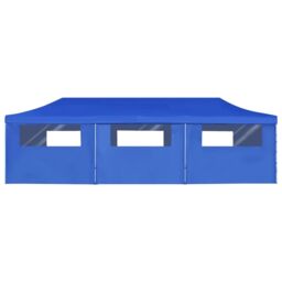 Berkfield Home Folding Pop-up Party Tent with 8 Sidewalls 3x9 m Blue - thumbnail 3