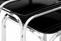 Orsina Set of Three Black Glass Nesting Tables, Modern Nesting Tables, Nesting Side Tables for Living Room - thumbnail 4