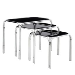 Orsina Set of Three Black Glass Nesting Tables, Modern Nesting Tables, Nesting Side Tables for Living Room - thumbnail 2