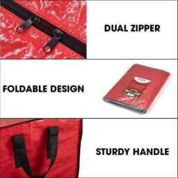 Shatchi Christmas Wreath & Garland Storage Bag - Durable 60x20cm Design in Red - Size: 60x20 cm - thumbnail 2