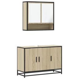 Berkfield Home 2 Piece Bathroom Furniture Set Sonoma Oak Engineered Wood in Brown - thumbnail 2