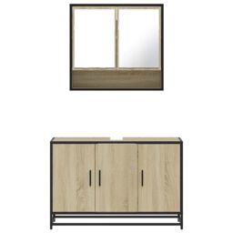 Berkfield Home 2 Piece Bathroom Furniture Set Sonoma Oak Engineered Wood in Brown - thumbnail 5