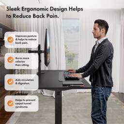 NESTLUNE 120x60cm Electric Standing Desk for Home Office in Black - Size: 100 cm x 15 cm - thumbnail 5
