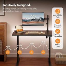 NESTLUNE 120x60cm Electric Standing Desk for Home Office in Black - Size: 100 cm x 15 cm - thumbnail 4