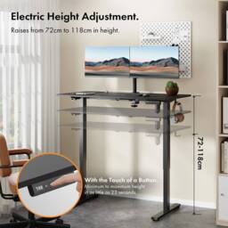 NESTLUNE 120x60cm Electric Standing Desk for Home Office in Black - Size: 100 cm x 15 cm - thumbnail 3