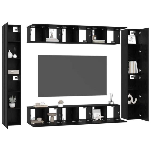 Berkfield Home TV Cabinet with Shelf 10 pcs Black oak Medium 30.5 x 30 x 90 cm - image 1