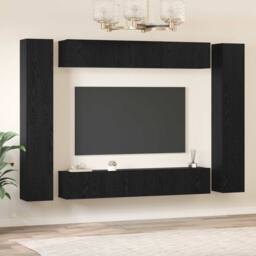 Berkfield Home TV Cabinet with Shelf 10 pcs Black oak Medium 30.5 x 30 x 90 cm - thumbnail 4
