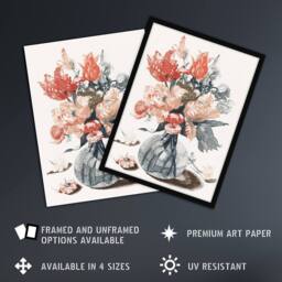 "Artery8 Glass Vase With Spring Flowers Johan Teyler Wall Art Poster Print in White - Size: W18"" x H24""" - thumbnail 2