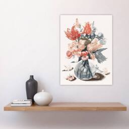 "Artery8 Glass Vase With Spring Flowers Johan Teyler Wall Art Poster Print in White - Size: W18"" x H24""" - thumbnail 4