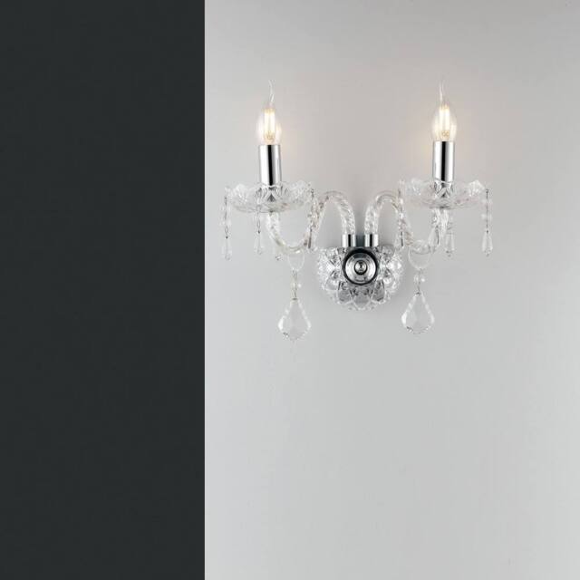 Netlighting INCANTO Twin 2 Light Candle Wall Light Chrome Crystal 40x34x18cm in Silver - Size: 40 x 34 x 18 cm - image 1