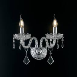 Netlighting INCANTO Twin 2 Light Candle Wall Light Chrome Crystal 40x34x18cm in Silver - Size: 40 x 34 x 18 cm - thumbnail 2